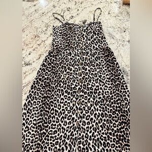 Sz Medium H&M Sleeveless Animal Print Midi Dress Linen Cotton